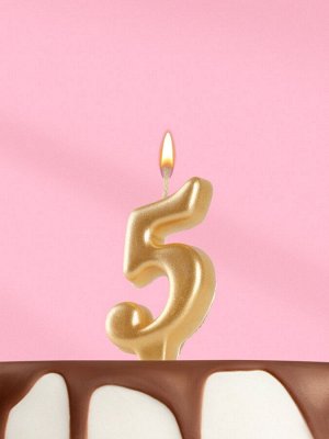 Свеча для торта «Цифра 5», золотая, 5.5 см