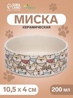 Миска керамическая "Хаски" 200мл, 10,5 х 4 см