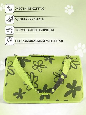 Сумка-переноска каркасная "Цветы", размер L, 53 х 21 х 29 см