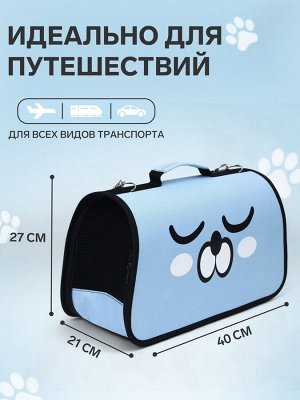 Сумка-переноска каркасная "Сонный пёсик", размер M, 45 х 21 х 27 см, голубая