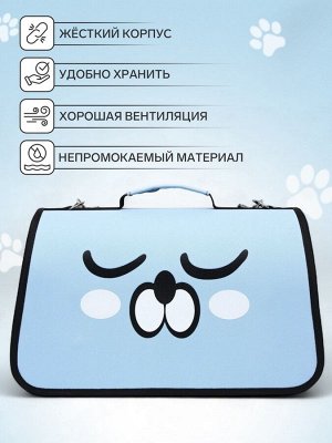 Сумка-переноска каркасная "Сонный пёсик", размер M, 45 х 21 х 27 см, голубая
