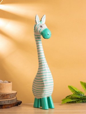 Сувенир «Зебра», 13x7x52 см, дерево, бело-бирюзовый