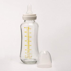 Бутылочка для кормления 240 мл., стекло, цвет МИКС