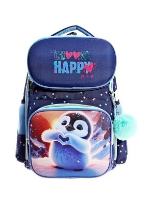 Рюкзак школьный 37х28х14 мм, deVENTE Smart 14L "Happy Pinguin", эргономичная спинка, для девочки