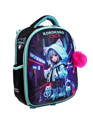 Рюкзак каркасный 35х27х13 см, deVENTE Junior 14L Korokoro, + брелок, для девочки