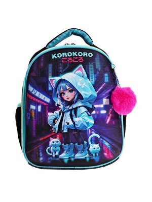 Рюкзак каркасный 35х27х13 см, deVENTE Junior 14L Korokoro, + брелок, для девочки