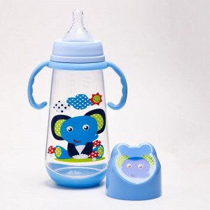 Бутылочка для кормления, 420 мл., широкое горло, цвет голубой
