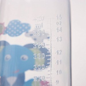 Бутылочка для кормления, 420 мл., широкое горло, цвет голубой
