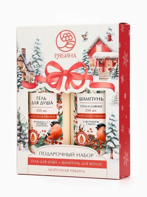 Подарочный набор женский «С Новым годом и Рождеством», гель для душа и шампунь для волос 2x250 мл, РЯБИНА