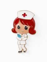 Брошь «Медсестричка» с журналом, цветная в золоте