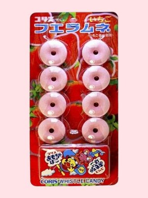 Содовая конфета-свисток со вкусом клубники,Coris  22 гр Японские сладости