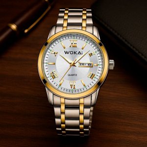 Мужские часы Wokai с металлическим браслетом и календарём