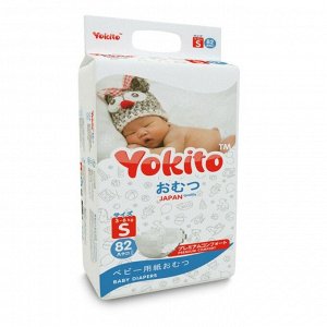 Подгузники на липучках "Yokito" S, до 6кг., по японской технологии, 82 шт