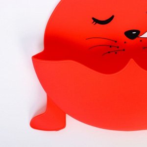 Нагрудник силиконовый «Морской котик», цвет красный
