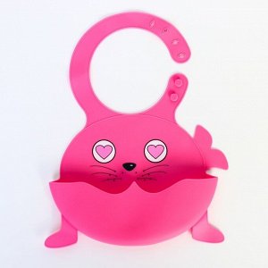 Нагрудник силиконовый "Морской котик", цвет розовый