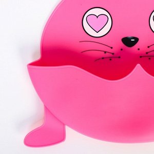 Нагрудник силиконовый "Морской котик", цвет розовый