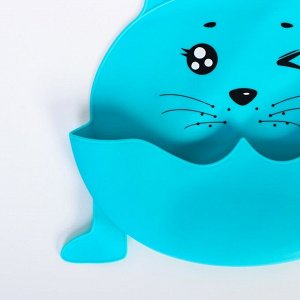 Нагрудник силиконовый «Морской котик», цвет голубой