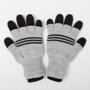 Перчатки детские двойные, чёрный/серый, 14