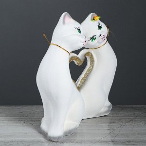 Копилка "Кошки Сердце", флок, белый цвет, 27 см, микс