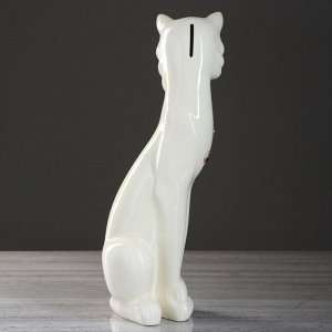 Копилка "Кошка Сиамская", глазурь, белая, 44 см