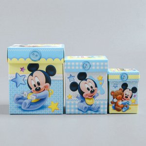 Памятные коробочки для новорожденных, Микки Маус, 3 шт, с местом под фото