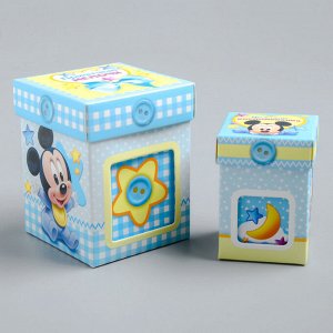 Памятные коробочки для новорожденных, Микки Маус, 3 шт, с местом под фото