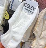 Хлопковые корейские носки-следки COZY, тонкие,L322 Белый