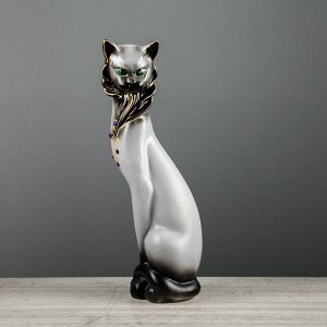 Копилка "Кошка Сиамская", акрил, серая, 43 см, микс