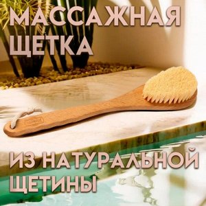 Щетка массажная «Добропаровъ», с длинной ручкой, 38.5x8x4.5 см