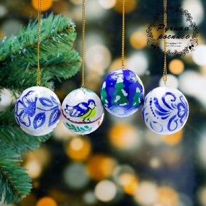 Набор ёлочных шаров «Новогодняя сказка», 4 шт, d=4 см, микс, ручная роспись
