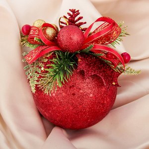 Шар пластик декор d-10 см "Рождественская ягодка" красный