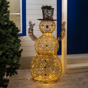 Фигура текстиль "Снеговик золотой" 150х70х70 см, 200 LED, 220V