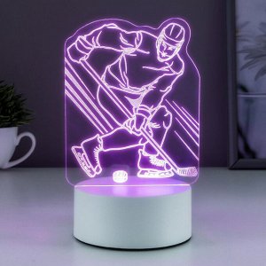Светильник 3D RISALUX «Хоккеист», LED-ночник, RGB, от сети, 9.5x10.5x17 см