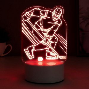 Светильник 3D RISALUX «Хоккеист», LED-ночник, RGB, от сети, 9.5x10.5x17 см