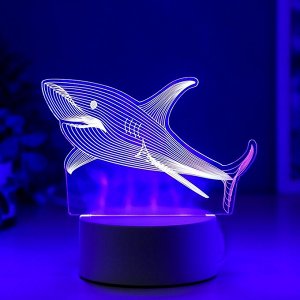 Светильник 3D RISALUX «Акула», LED-ночник, RGB, от сети, 9.5x15x14 см