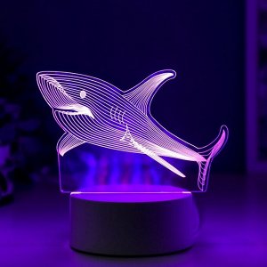 Светильник 3D RISALUX «Акула», LED-ночник, RGB, от сети, 9.5x15x14 см