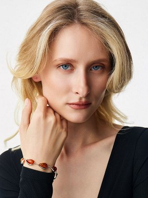 Яркий браслет из натурального коньячного янтаря «Джоконда»