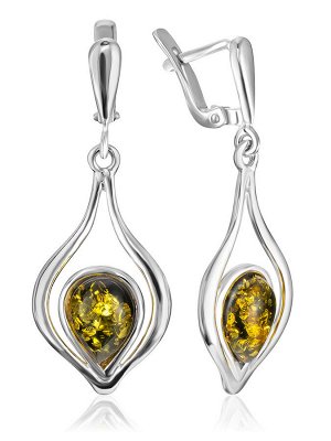 Серьги из натурального янтаря «Фиори»