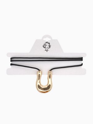 Кулон на шнурке «Подкова» крупная, цвет золото