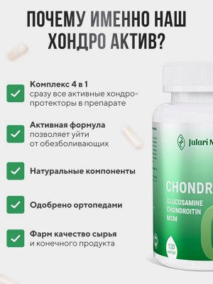 ХОНДРО АКТИВ для суставов с глюкозамином, хондроитином, МСМ + Гиалуроновая кислота. Эффективно снимает боль и воспаление, увеличивает подвижность