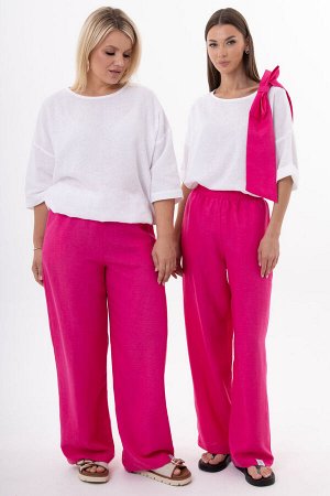 Костюм Костюм Kivviwear 4316431511 фуксия/белый 
Состав: Вискоза-45%; Лён-55%;
Сезон: Лето
Рост: 170

Женский костюм из льна с вискозой | Белорусский комплект: джемпер с бантом и брюкиКостюм из белор