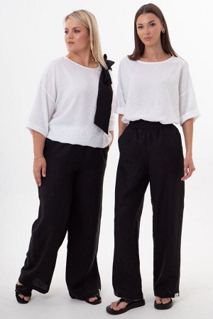 Костюм Костюм Kivviwear 4316431512 черный/белый 
Состав: Вискоза-45%; Лён-55%;
Сезон: Лето
Рост: 170

Женский костюм из льна с вискозой | Белорусский комплект: джемпер с бантом и брюкиКостюм из белор