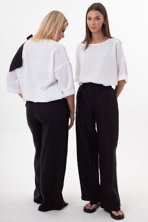 Костюм Костюм Kivviwear 4316431512 черный/белый 
Состав: Вискоза-45%; Лён-55%;
Сезон: Лето
Рост: 170

Женский костюм из льна с вискозой | Белорусский комплект: джемпер с бантом и брюкиКостюм из белор