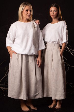 Костюм Костюм Kivviwear 4316431808 бежевый/белый 
Состав: Вискоза-45%; Лён-55%;
Сезон: Лето
Рост: 170

Элегантный костюм премиум-класса из белорусского льна с вискозой премиального качества идеальный