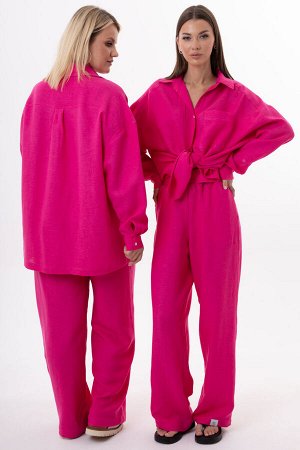 Костюм Костюм Kivviwear 4314431505 фуксия 
Состав: Вискоза-45%; Лён-55%;
Сезон: Лето
Рост: 170

Женский костюм из льна с вискозой | Белорусский премиум-комплект: блуза и брюкиЭлегантный женский костю