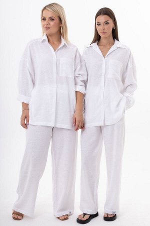 Костюм Костюм Kivviwear 4314431501 белый 
Состав: Вискоза-45%; Лён-55%;
Сезон: Лето
Рост: 170

Женский костюм из льна с вискозой | Белорусский премиум-комплект: блуза и брюкиЭлегантный женский костюм