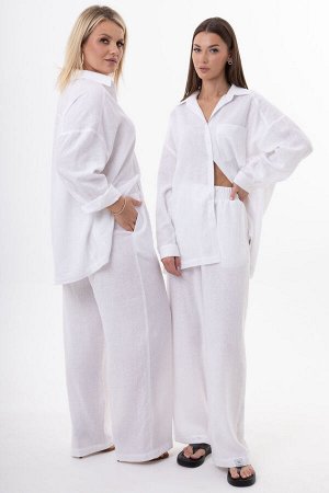 Костюм Костюм Kivviwear 4314431501 белый 
Состав: Вискоза-45%; Лён-55%;
Сезон: Лето
Рост: 170

Женский костюм из льна с вискозой | Белорусский премиум-комплект: блуза и брюкиЭлегантный женский костюм
