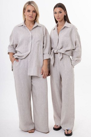 Костюм Костюм Kivviwear 4314431502 бежевый 
Состав: Вискоза-45%; Лён-55%;
Сезон: Лето
Рост: 170

Женский костюм из льна с вискозой | Белорусский премиум-комплект: блуза и брюкиЭлегантный женский кост
