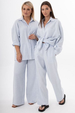 Костюм Костюм Kivviwear 4314431503 голубой 
Состав: Вискоза-45%; Лён-55%;
Сезон: Лето
Рост: 170

Женский костюм из льна с вискозой | Белорусский премиум-комплект: блуза и брюкиЭлегантный женский кост