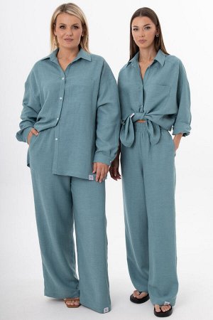 Костюм Костюм Kivviwear 4314431504 нефрит 
Состав: Вискоза-45%; Лён-55%;
Сезон: Лето
Рост: 170

Женский костюм из льна с вискозой | Белорусский премиум-комплект: блуза и брюкиЭлегантный женский костю